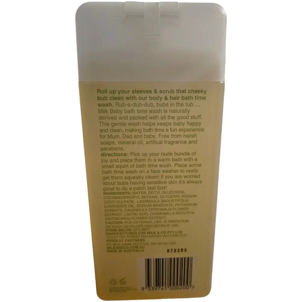 BUNDLE OF 4 Milk Baby Bath Time Naturally Derived Wash